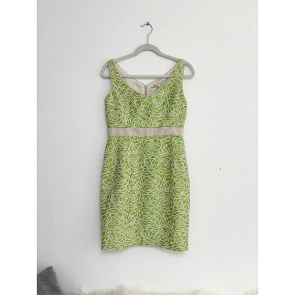 MAGGY LONDON Dresses & Skirts - Women's Maggy London Green & Beige Floral Sheath Dress Size 6